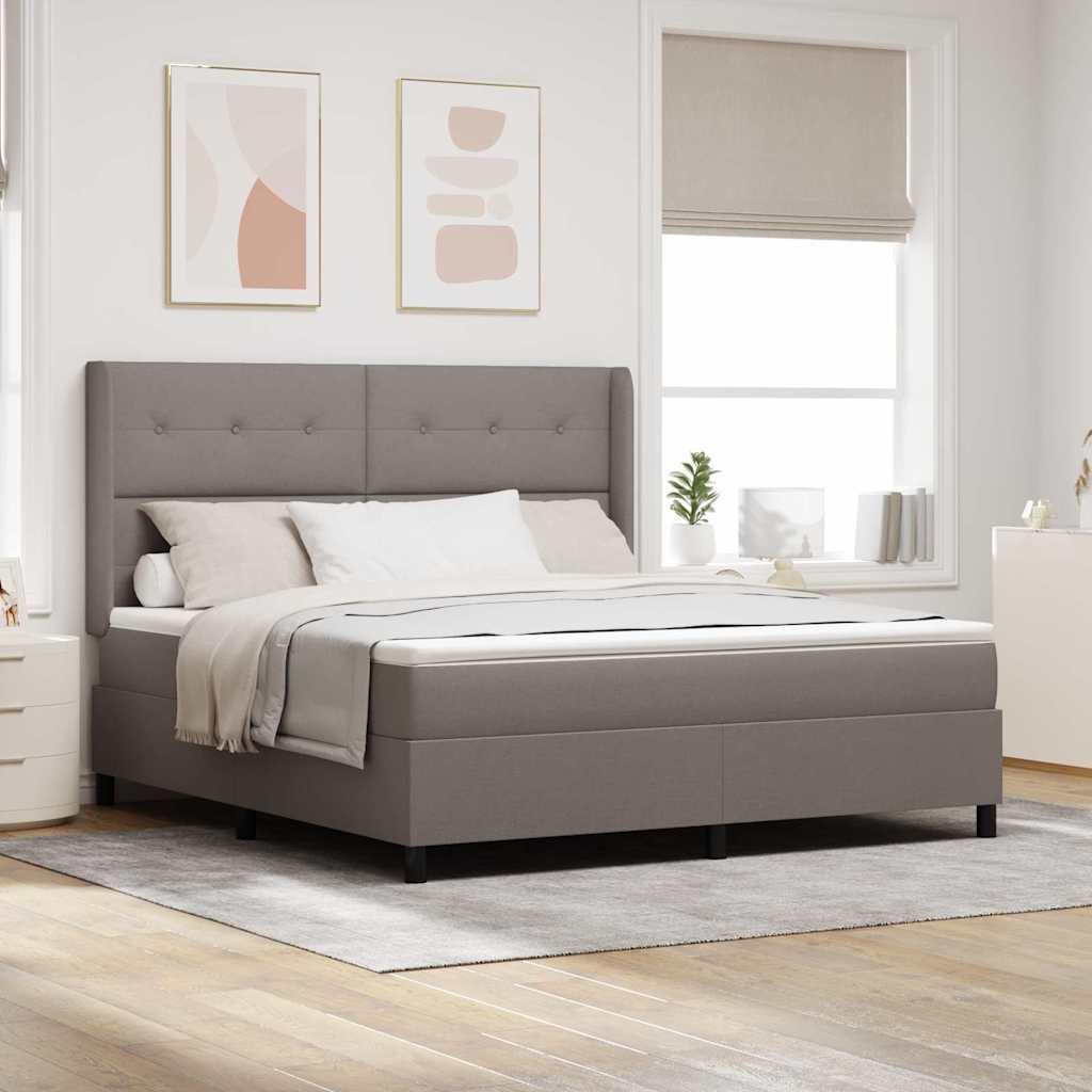 Postel s boxspringem s matrací s čelo Taupe 200 x 180 cm textil