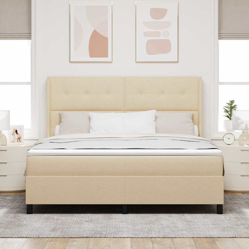 Postel s boxspringem s matrací Krémová 200 x 180 cm textil - obrázek 3