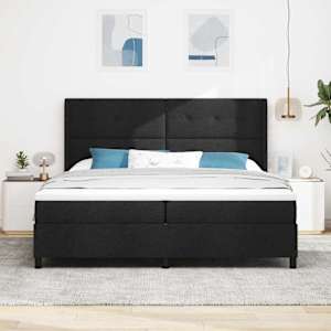 Postel s boxspringem s matrací s čelo Černá 200 x 200 cm textil - obrázek 3