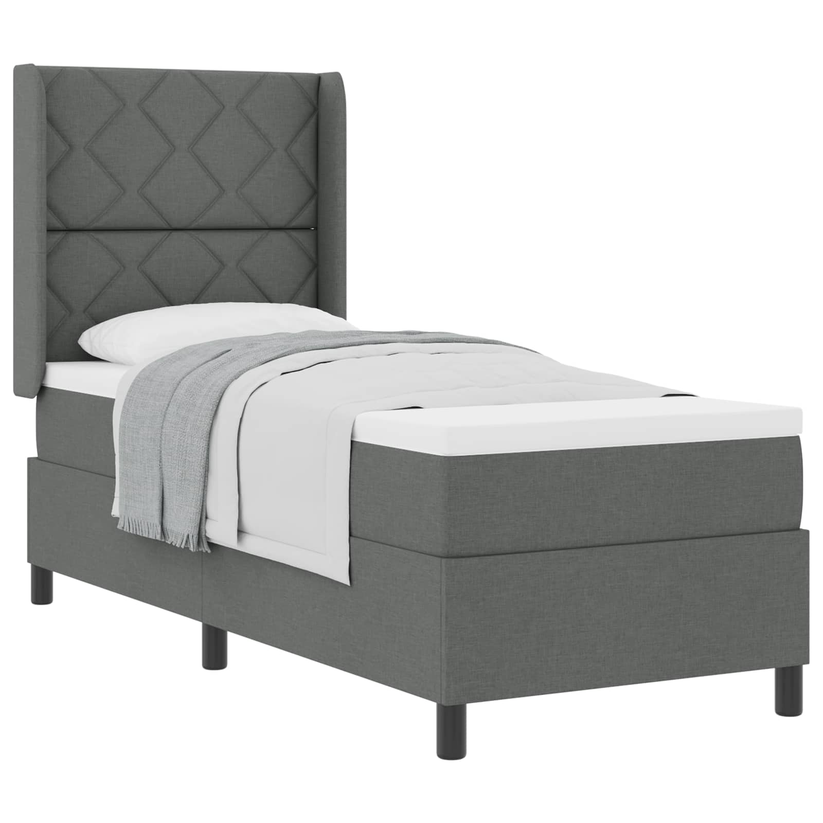 vidaXL Boxspringbed met kussen Donkergrijs 190 x 90 cm Stof grijs, foto 3