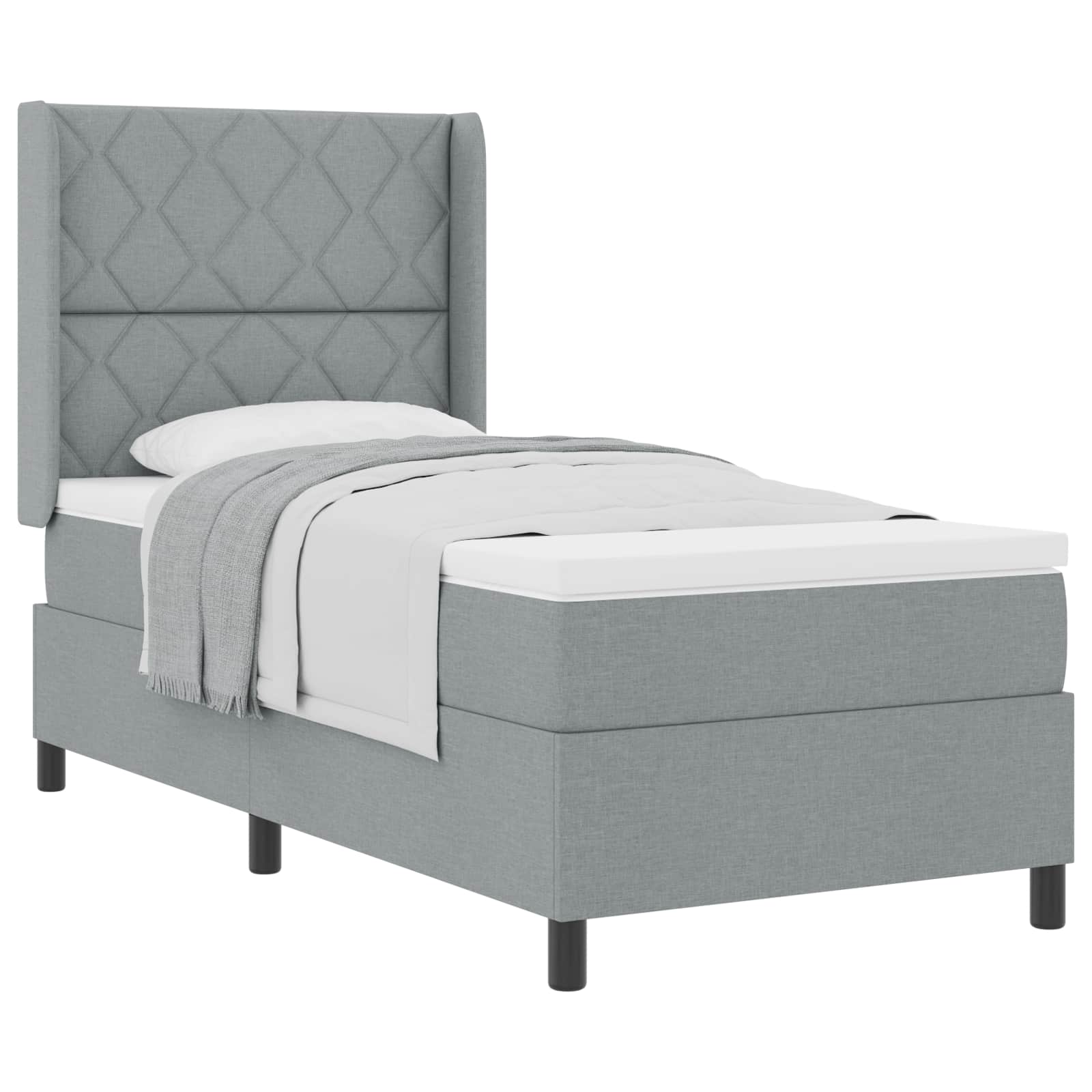 Легло с пружинирана основа Светлосиво 200 x 90 см текстил — изображение 2