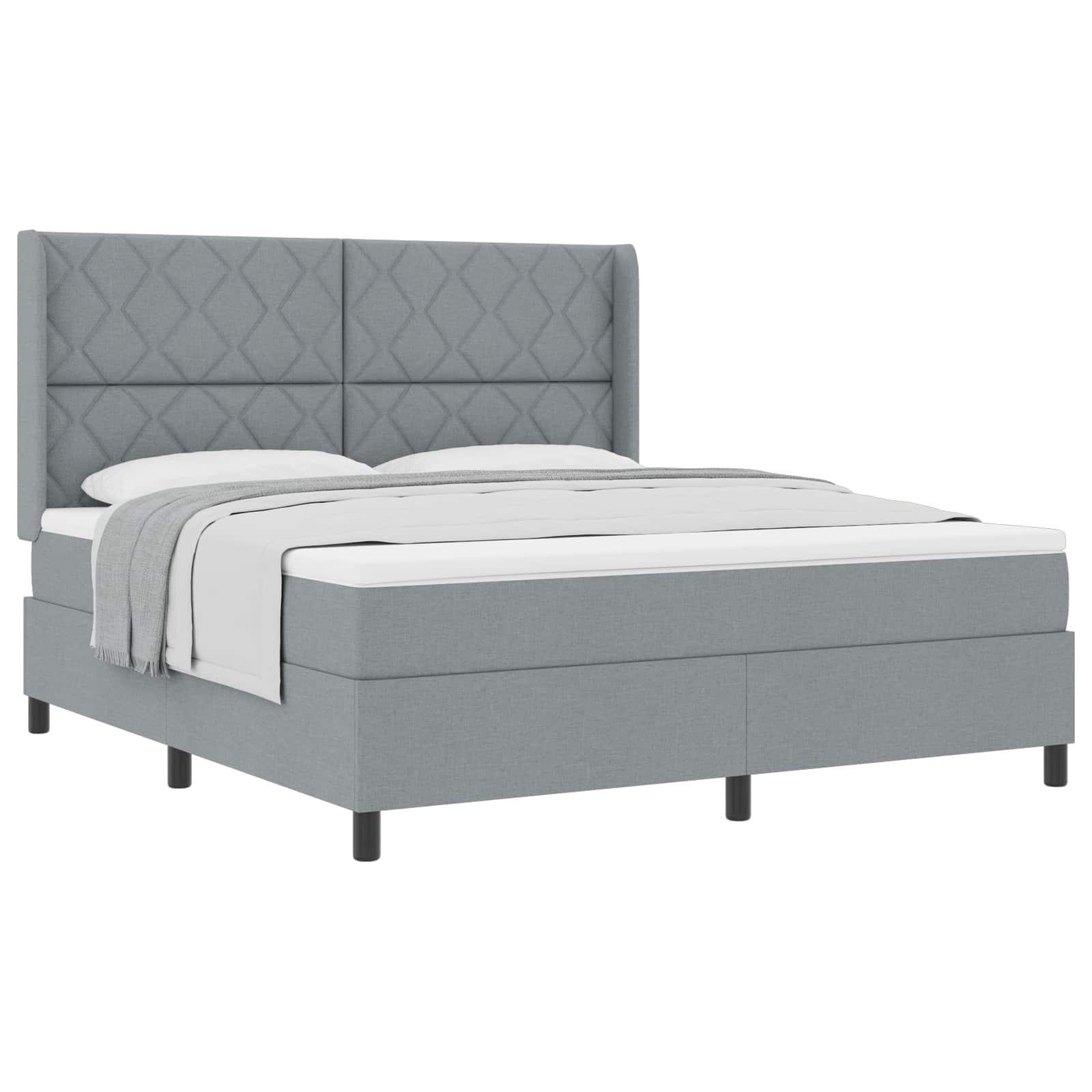 Postel s boxspringem s čelo Světle šedá 200 x 180 cm textil 3341721