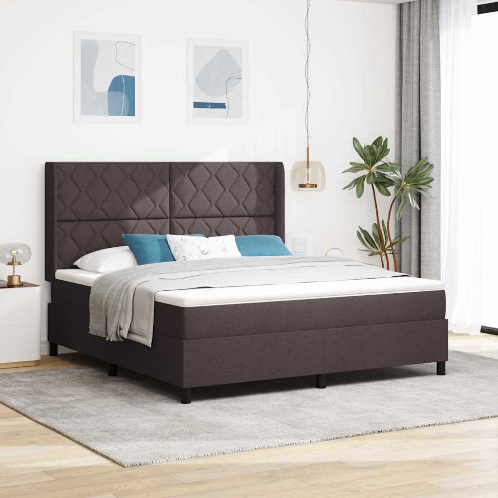 Box Spring Voodi Madratsiga Tumepruun 180x200 cm Riie