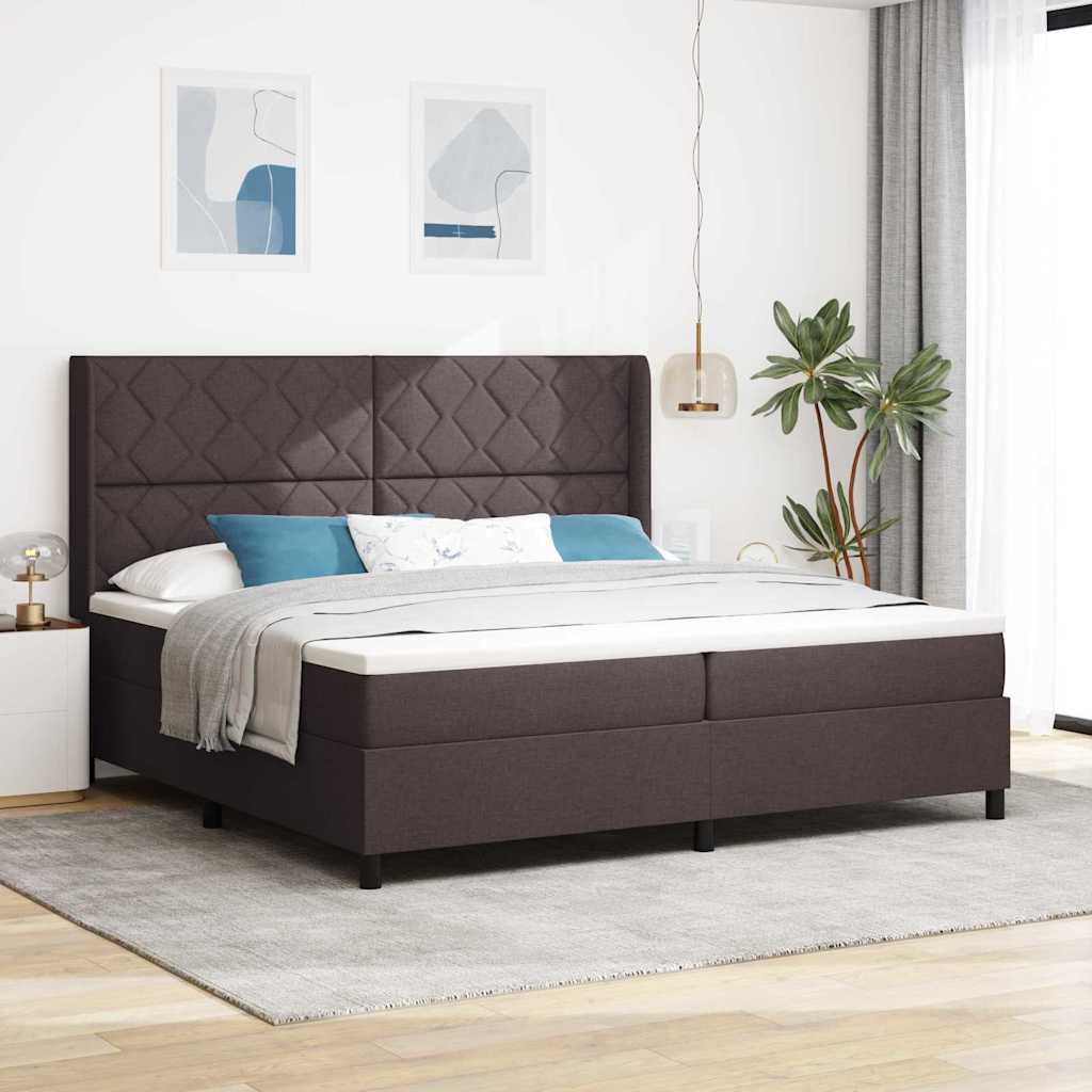 Vedruvoodi koos madratsiga Tumepruun 200x200 cm Kangas