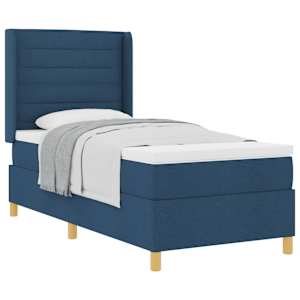 Postel s boxspringem s matrací s čelo Modrá 90 x 190 cm textil - obrázek 2