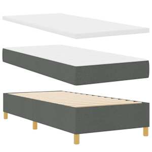 Postel s boxspringem s matrací Tmavě šedá 100 x 200 cm textil - obrázek 5
