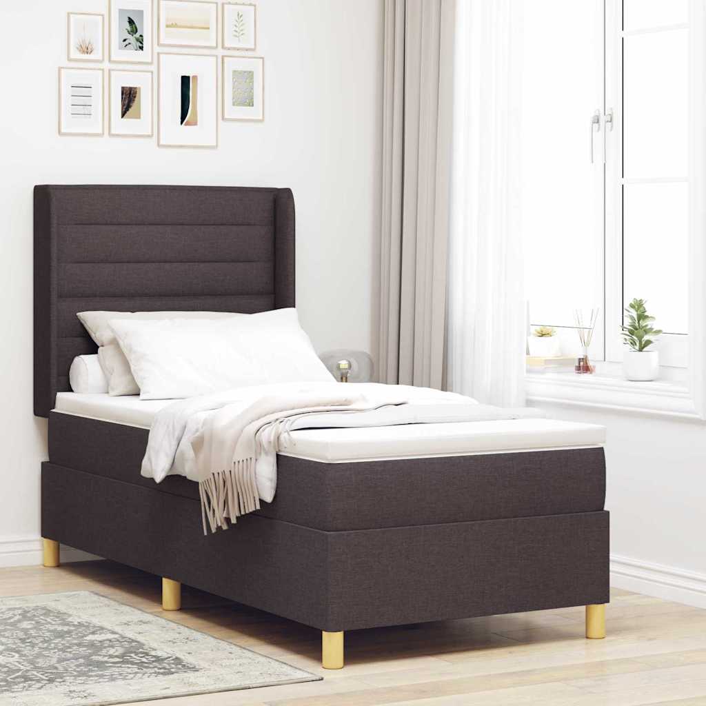 Box Spring Voodi koos Matrast Tumedas Pruunis 100x200 cm Kangas