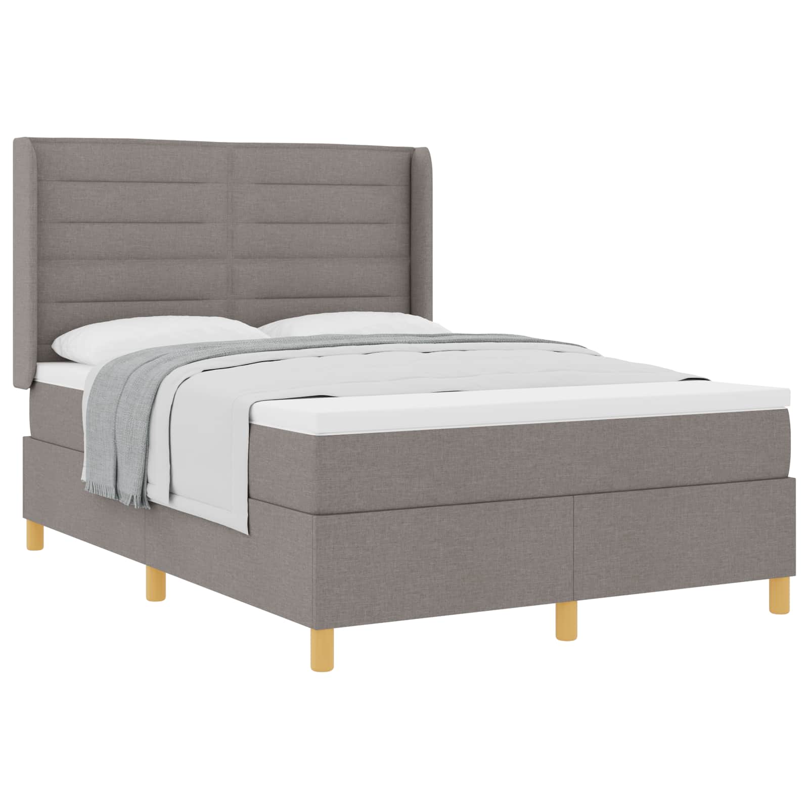 Postel s boxspringem s matrací s čelo Taupe 140 x 190 cm textil - obrázek 2