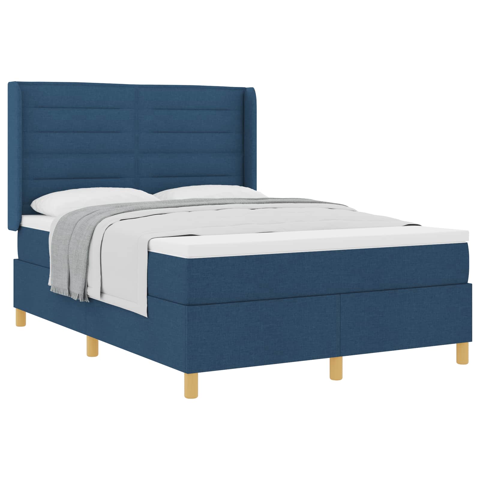 Thumbnail - vidaXL Boxspringbett mit Matratze mit Kopfteil Blau 140 x 190 cm Stoff