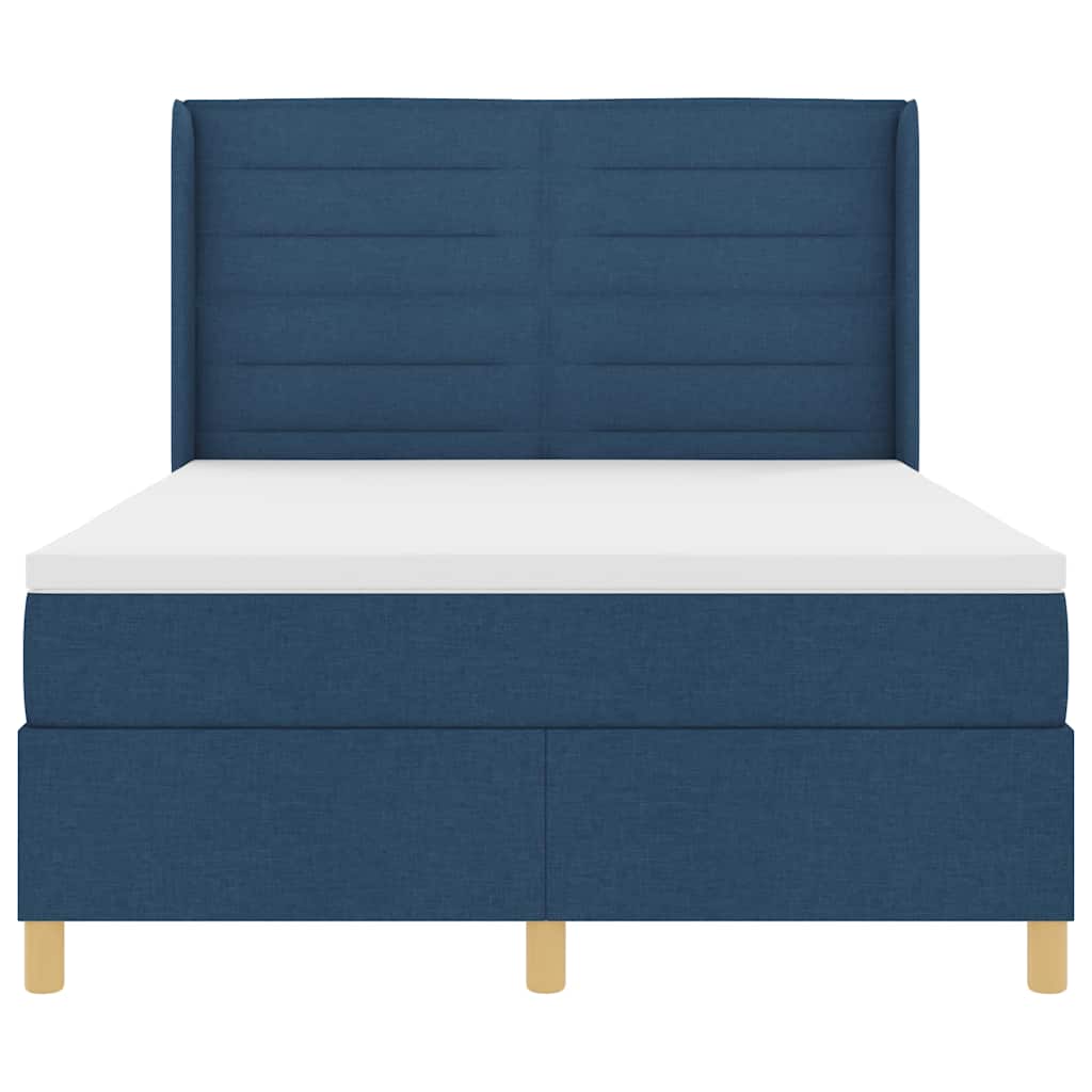 Postel s boxspringem s matrací s čelo Modrá 140 x 190 cm textil - obrázek 7