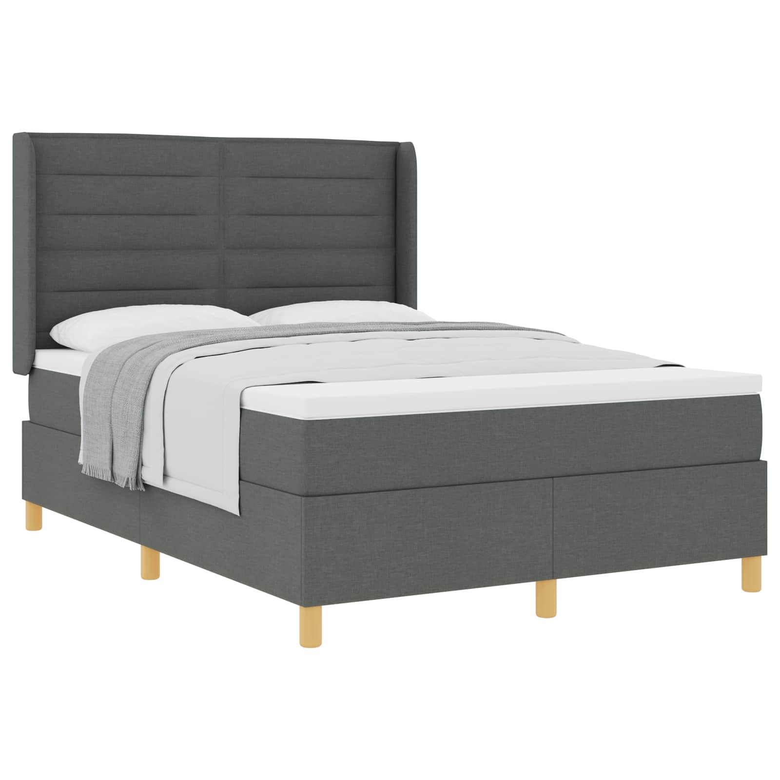 Thumbnail - vidaXL Boxspringbett mit Matratze Dunkelgrau 140 x 200 cm Stoff