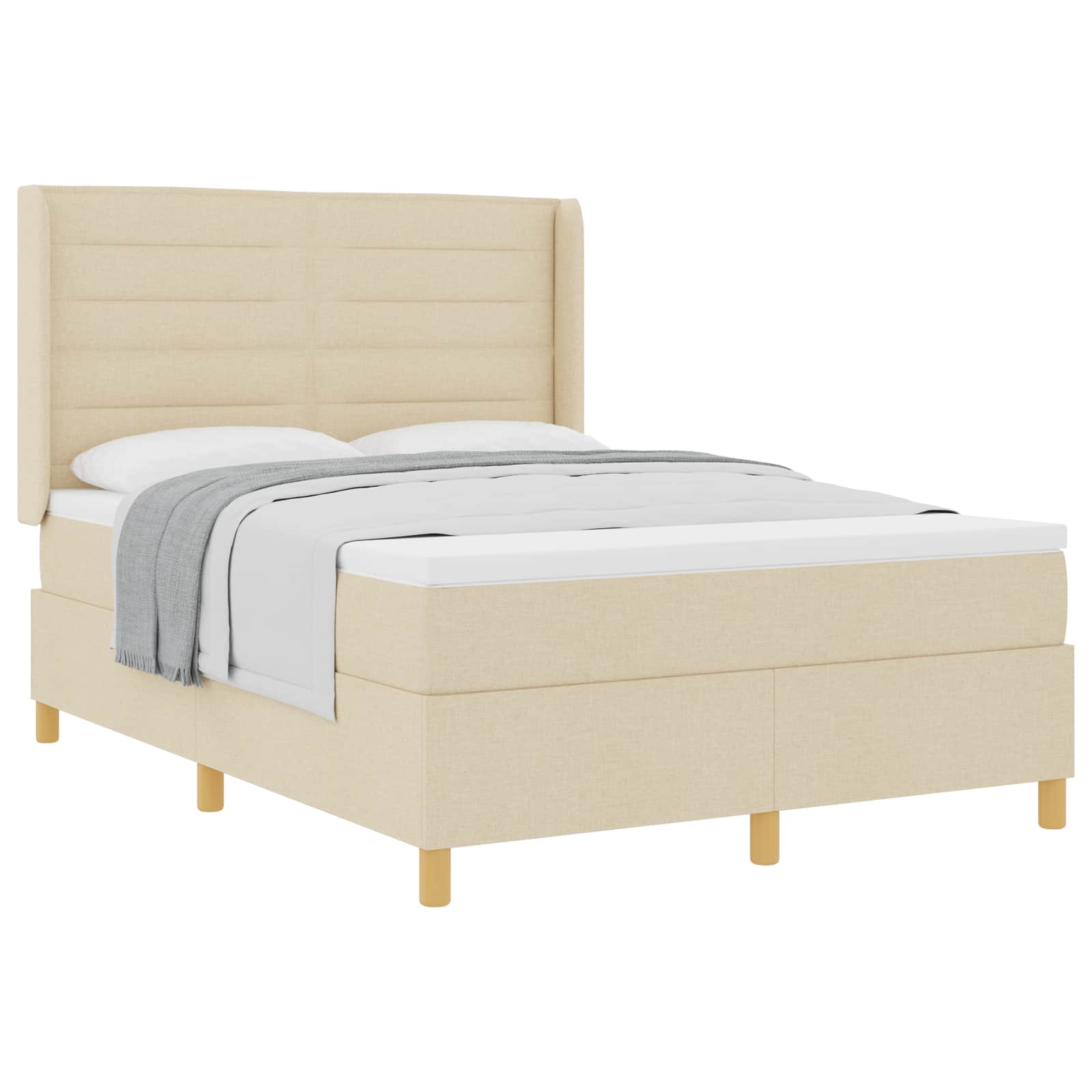 Thumbnail - vidaXL Boxspringbett mit Matratze Creme 140 x 200 cm Stoff