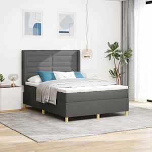 Postel s boxspringem s matrací Tmavě šedá 160 x 200 cm textil - obrázek 1