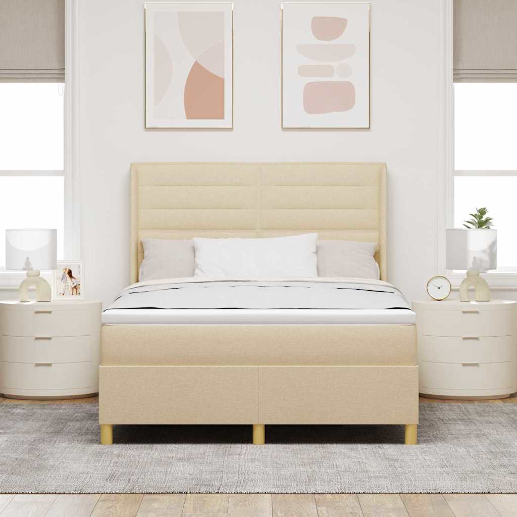 Thumbnail - vidaXL Boxspringbett mit Matratze Creme 160 x 200 cm Stoff