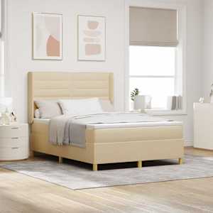 Postel s boxspringem s matrací Krémová 160 x 200 cm textil