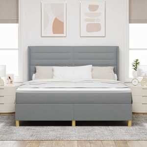 Postel s boxspringem s matrací Světle šedá 180 x 200 cm textil - obrázek 3