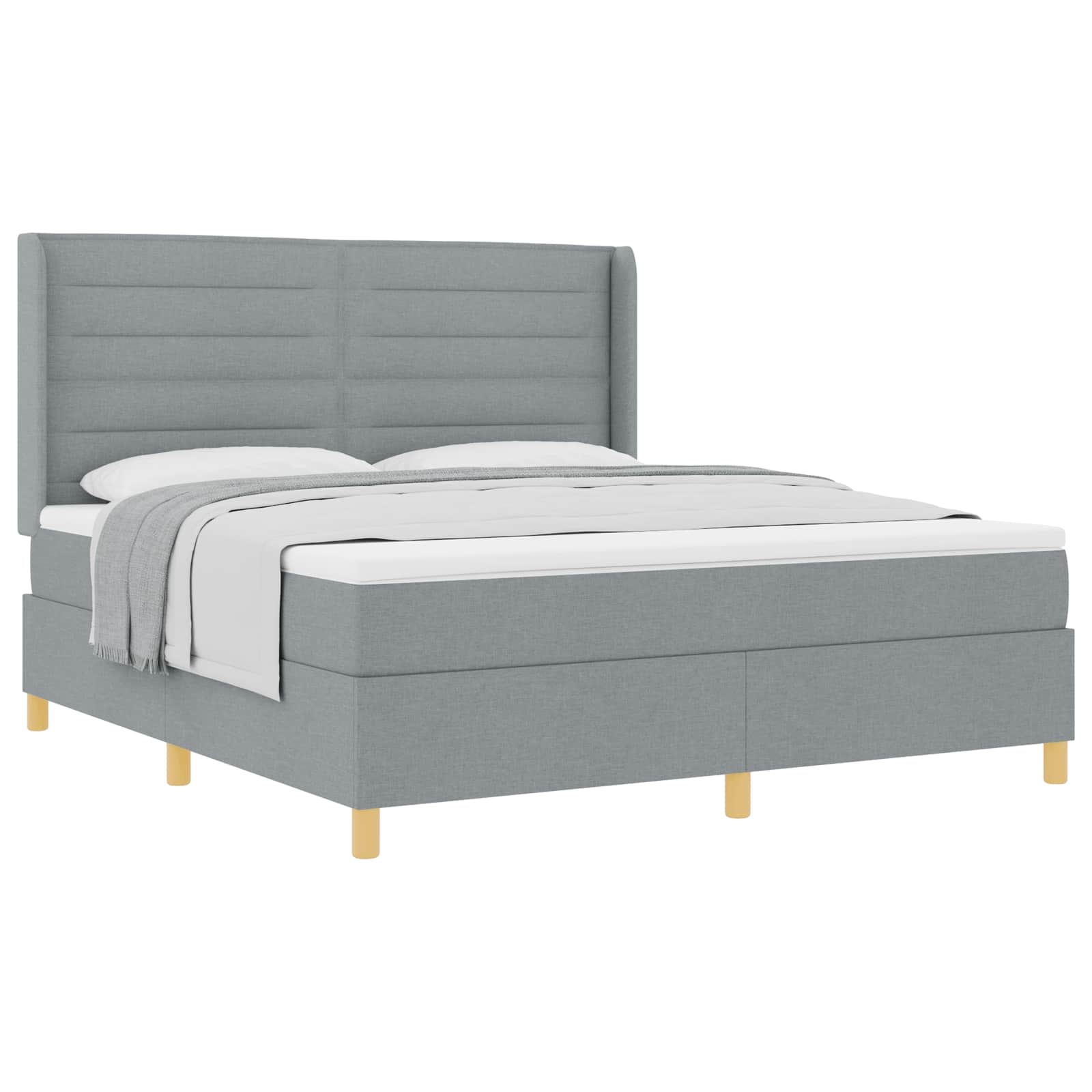 vidaXL Boxspringbed met matras Lichtgrijs 180 x 200 cm Stof, foto 3