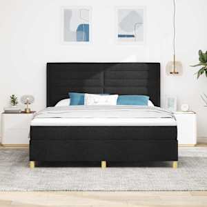 Postel s boxspringem s matrací s čelo Černá 180 x 200 cm textil - obrázek 1
