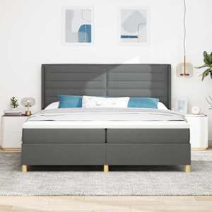 Postel s boxspringem s matrací Tmavě šedá 200 x 200 cm textil - obrázek 3