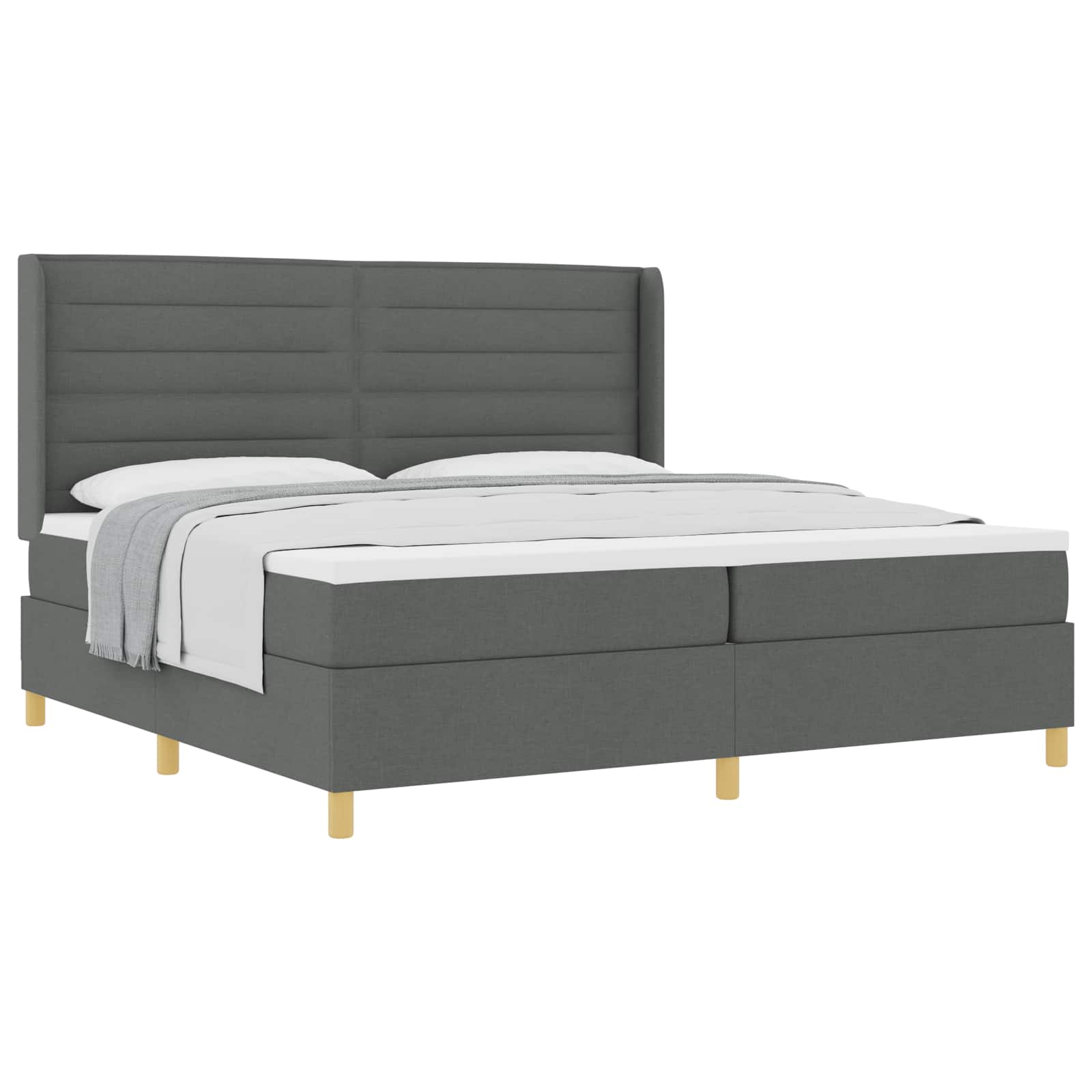 vidaXL Boxspringbed met matras Donkergrijs 200 x 200 cm Stof grijs, foto 3