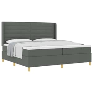 Postel s boxspringem s matrací Tmavě šedá 200 x 200 cm textil - obrázek 2