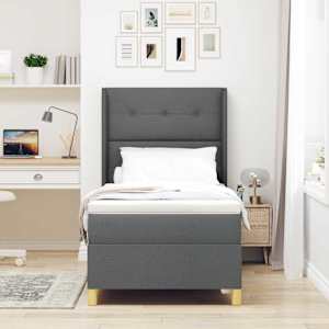 Postel s boxspringem s čelo Tmavě šedá 80 x 200 cm textil - obrázek 3