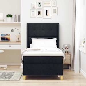 Postel s boxspringem s čelo Černá 80 x 200 cm textil - obrázek 3