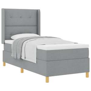 Postel s boxspringem s čelo Světle šedá 90 x 190 cm textil - obrázek 2