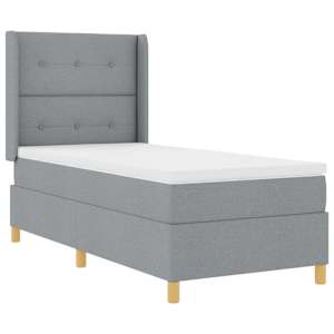 Postel s boxspringem s čelo Světle šedá 90 x 190 cm textil - obrázek 4