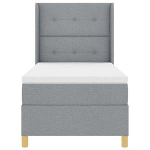 Postel s boxspringem s čelo Světle šedá 90 x 190 cm textil - obrázek 7