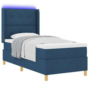 Postel s boxspringem s čelo Modrá 100 x 200 cm textil - obrázek 3