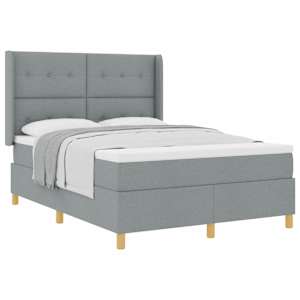Postel s boxspringem s čelo Světle šedá 140 x 190 cm textil - obrázek 2