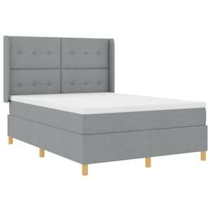 Postel s boxspringem s čelo Světle šedá 140 x 190 cm textil - obrázek 4
