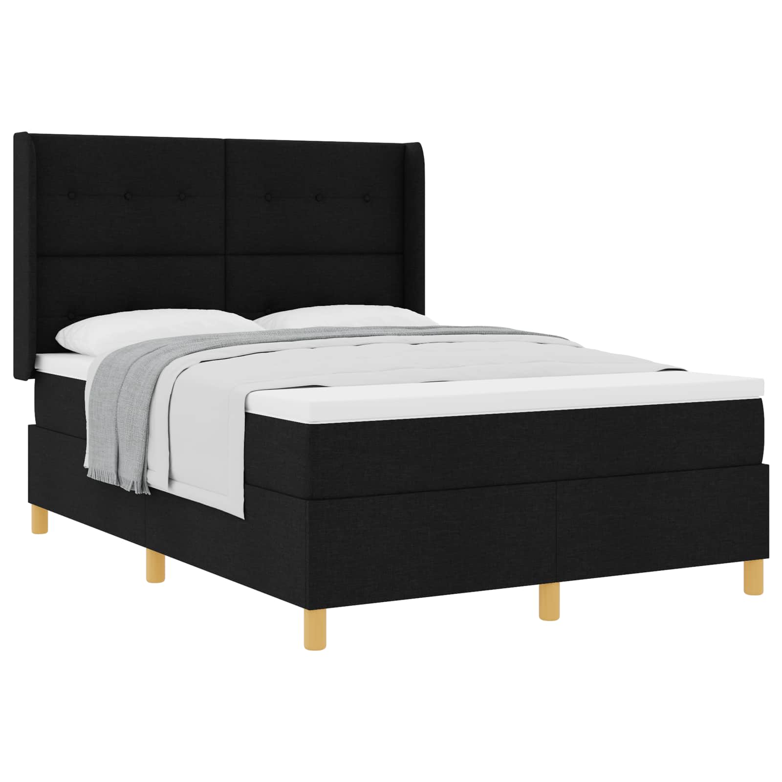 Postel s boxspringem s matrací s čelo Černá 140 x 190 cm textil - obrázek 2
