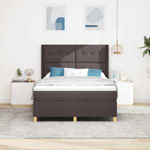 Postel s boxspringem s čelo Tmavě hnědá 140 x 190 cm textil - obrázek 3