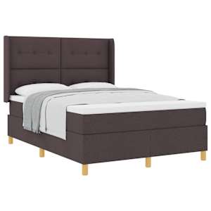 Postel s boxspringem s čelo Tmavě hnědá 140 x 190 cm textil - obrázek 2