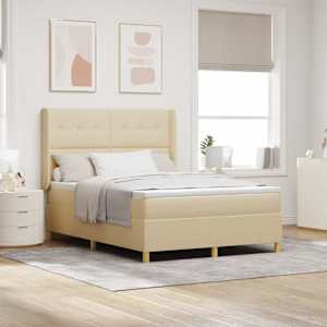 Postel s boxspringem s matrací Krémová 140 x 190 cm textil - obrázek 1