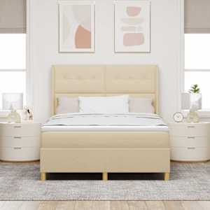 Postel s boxspringem s matrací Krémová 140 x 190 cm textil - obrázek 3
