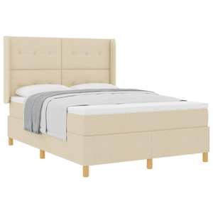 Postel s boxspringem s matrací Krémová 140 x 190 cm textil - obrázek 2