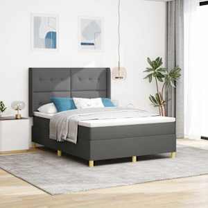 Postel s boxspringem s čelo Tmavě šedá 140 x 200 cm textil - obrázek 1