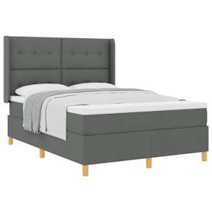 Postel s boxspringem s čelo Tmavě šedá 140 x 200 cm textil - obrázek 2