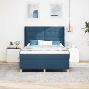 Postel s boxspringem s matrací s čelo Modrá 160 x 200 cm textil - obrázek 3
