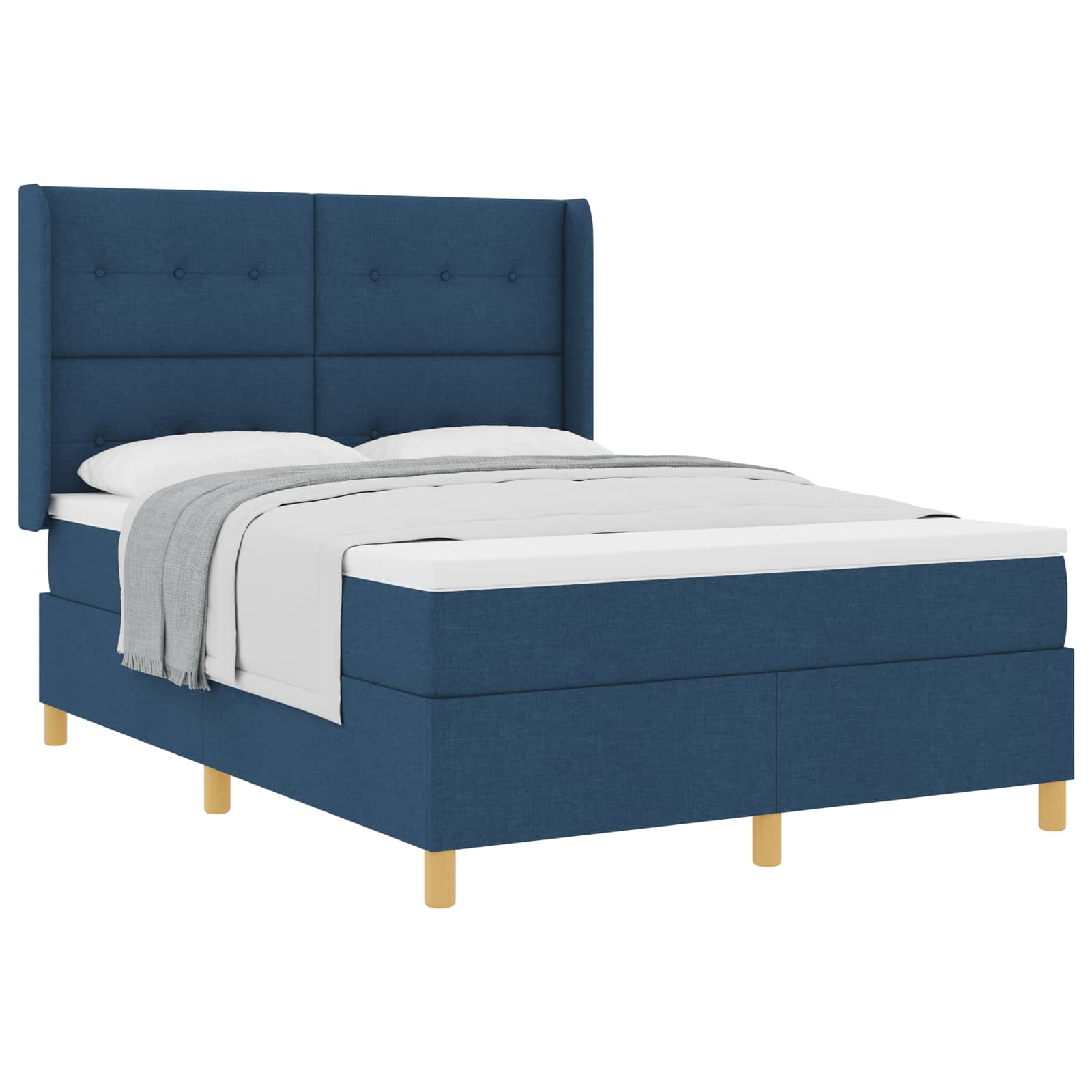 Thumbnail - vidaXL Boxspringbett mit Matratze mit Kopfteil Blau 160 x 200 cm Stoff