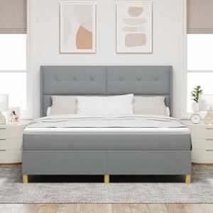 Postel s boxspringem s čelo Světle šedá 180 x 200 cm textil - obrázek 3