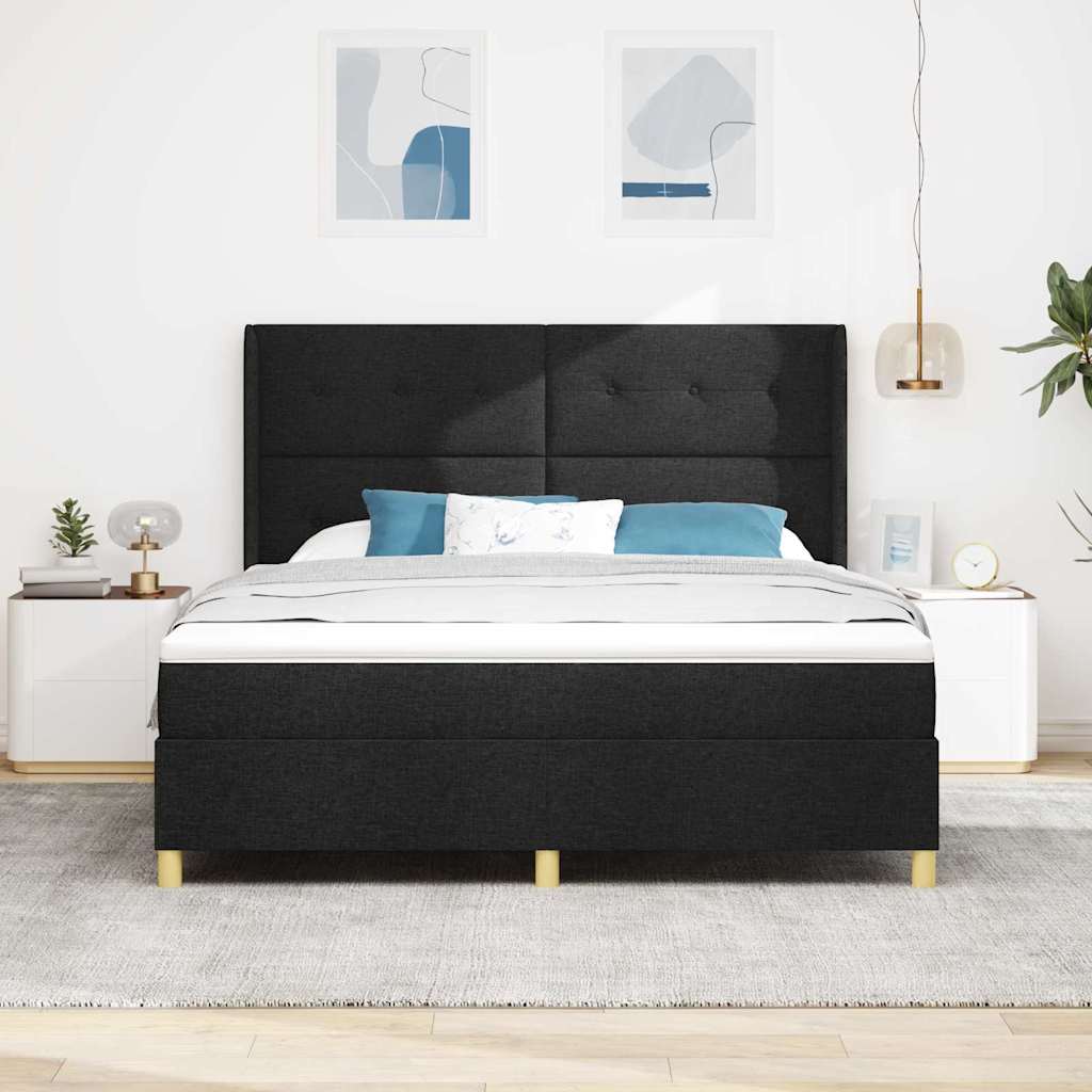Postel s boxspringem s matrací s čelo Černá 180 x 200 cm textil - obrázek 3