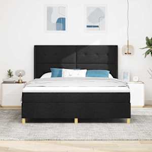 Postel s boxspringem s čelo Černá 180 x 200 cm textil - obrázek 3