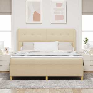 Postel s boxspringem s čelo Krémová 180 x 200 cm textil - obrázek 1