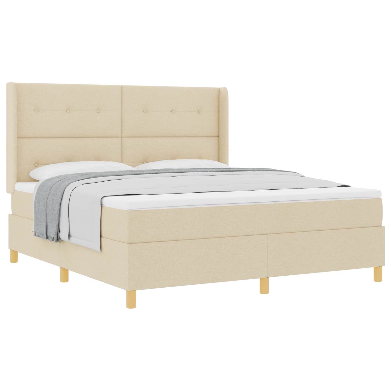 Postel s boxspringem s matrací Krémová 180 x 200 cm textil - obrázek 2