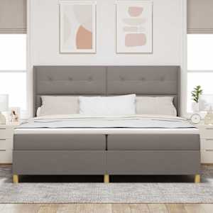 Postel s boxspringem s čelo Taupe 200 x 200 cm textil - obrázek 1