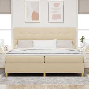 Postel s boxspringem s čelo Krémová 200 x 200 cm textil - obrázek 3